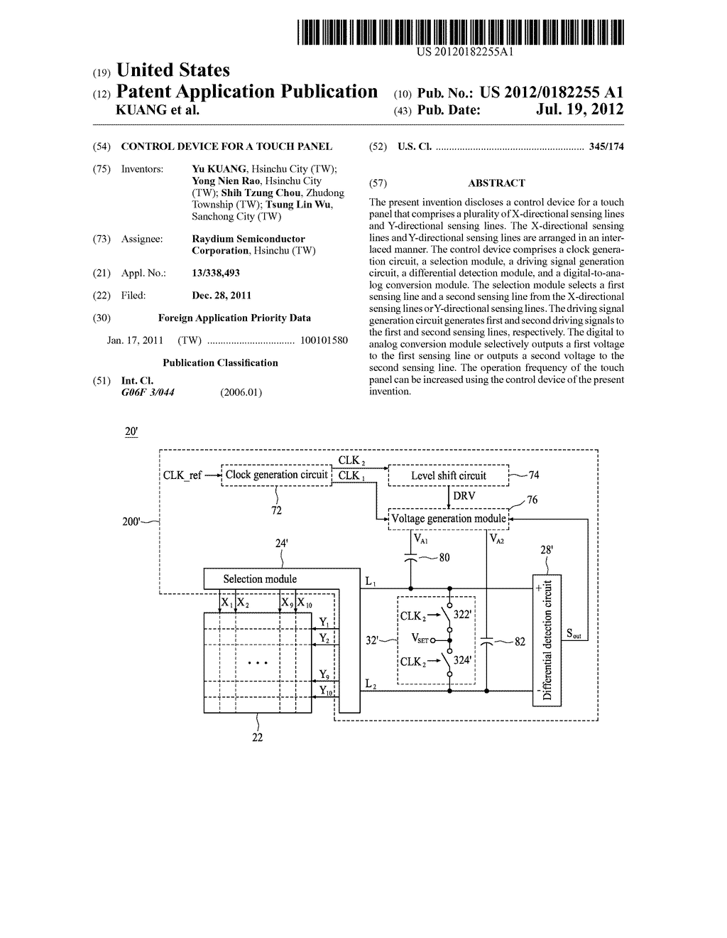 CONTROL DEVICE FOR A TOUCH PANEL - diagram, schematic, and image 01