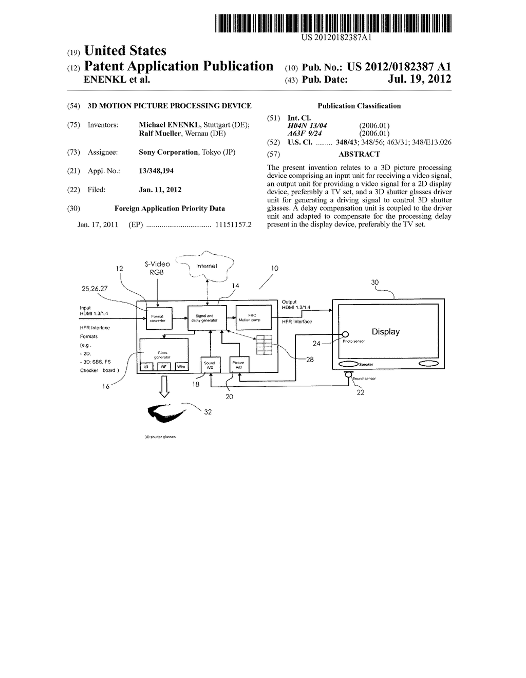 3D MOTION PICTURE PROCESSING DEVICE - diagram, schematic, and image 01