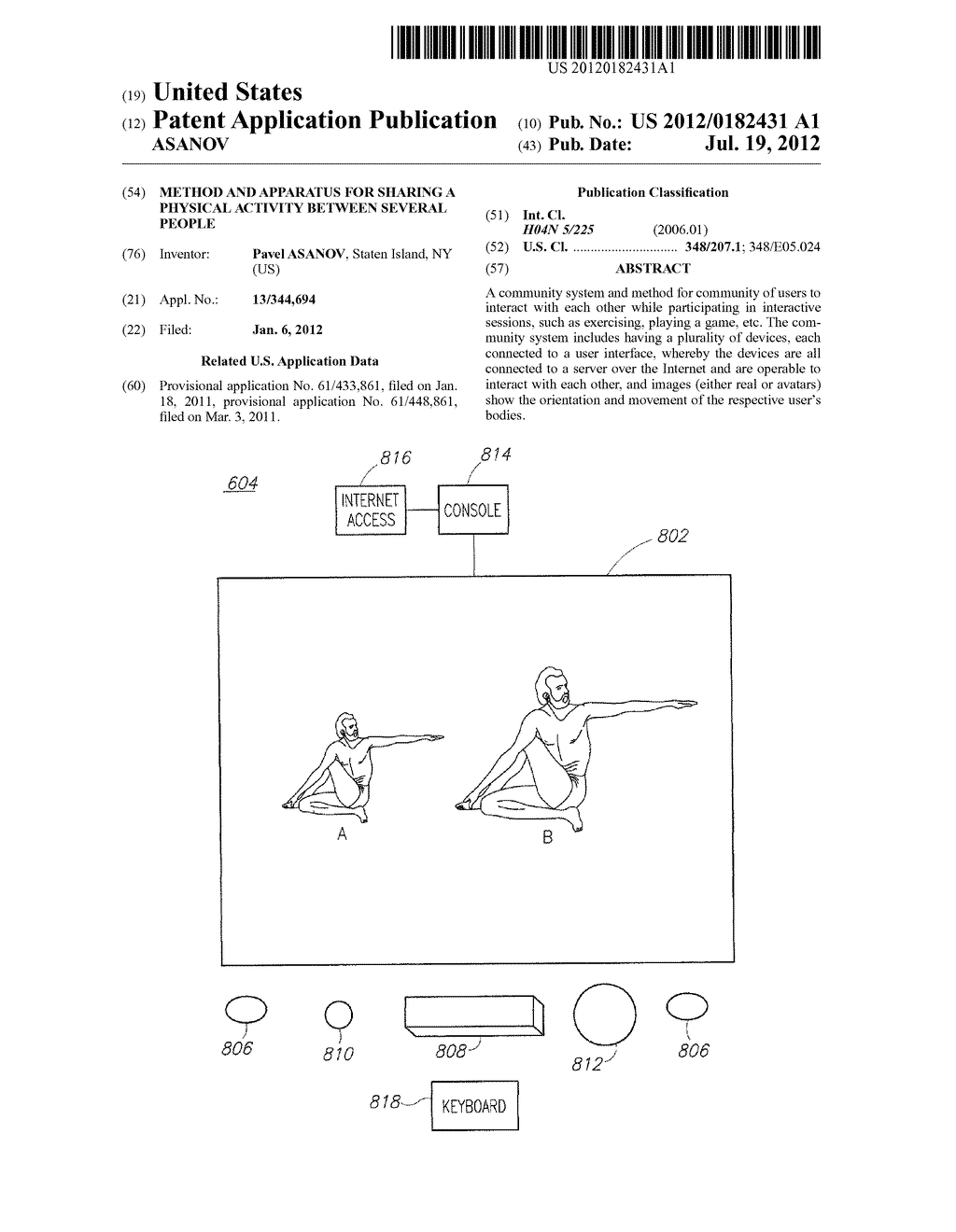 METHOD AND APPARATUS FOR SHARING A PHYSICAL ACTIVITY BETWEEN SEVERAL     PEOPLE - diagram, schematic, and image 01
