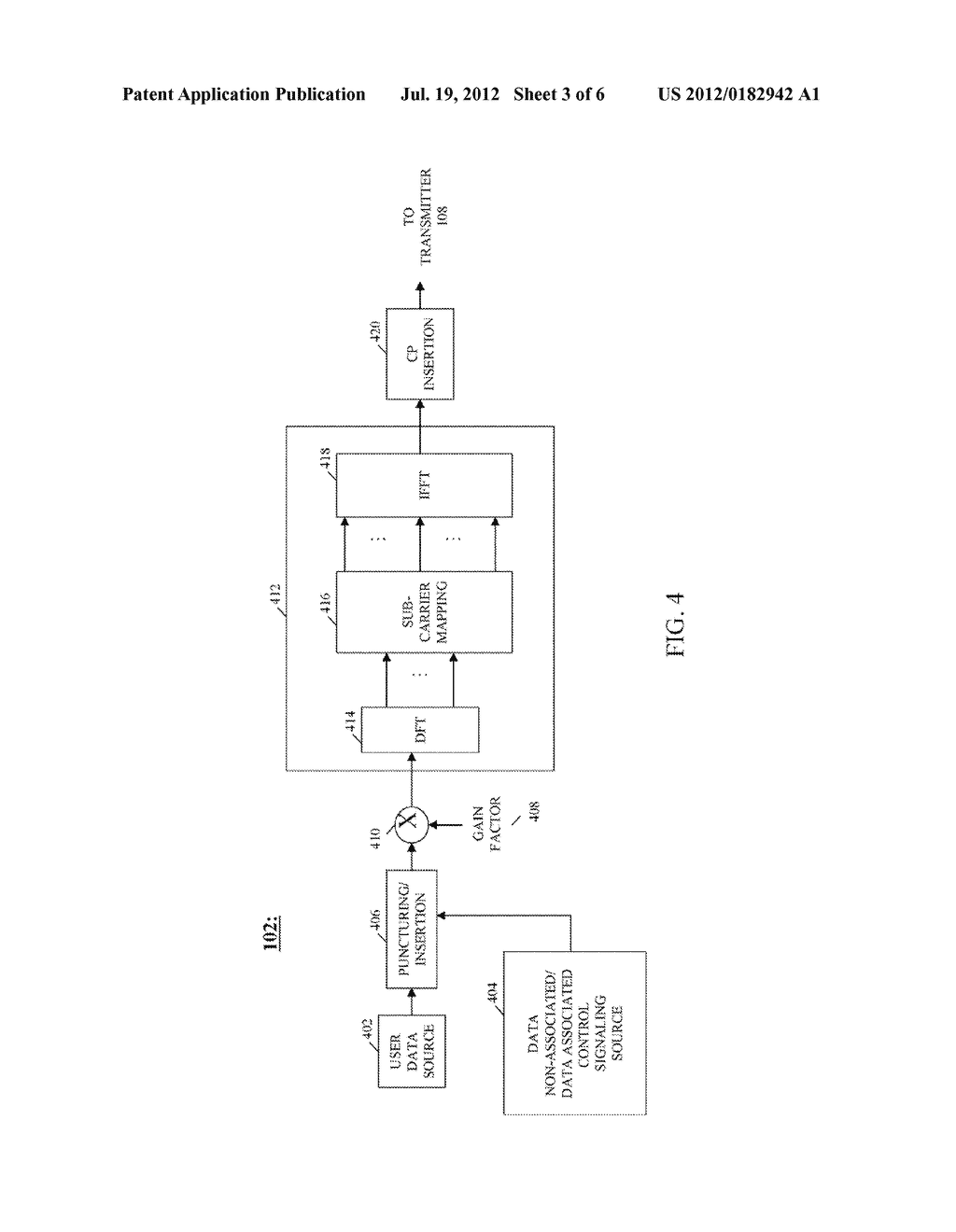 METHOD AND APPARATUS FOR TRANSMISSION OF UPLINK CONTROL SIGNALING AND USER     DATA IN A SINGLE CARRIER ORTHOGONAL FREQUENCY DIVISION MULTIPLEXING     COMMUNICATION SYSTEM - diagram, schematic, and image 04