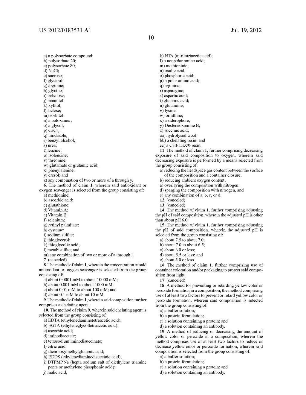 Methods for Inhibiting Yellow Color Formation in a Composition - diagram, schematic, and image 23