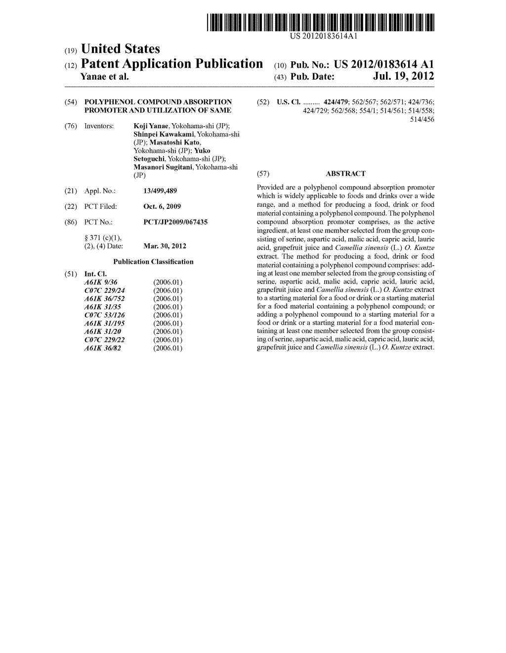 POLYPHENOL COMPOUND ABSORPTION PROMOTER AND UTILIZATION OF SAME - diagram, schematic, and image 01