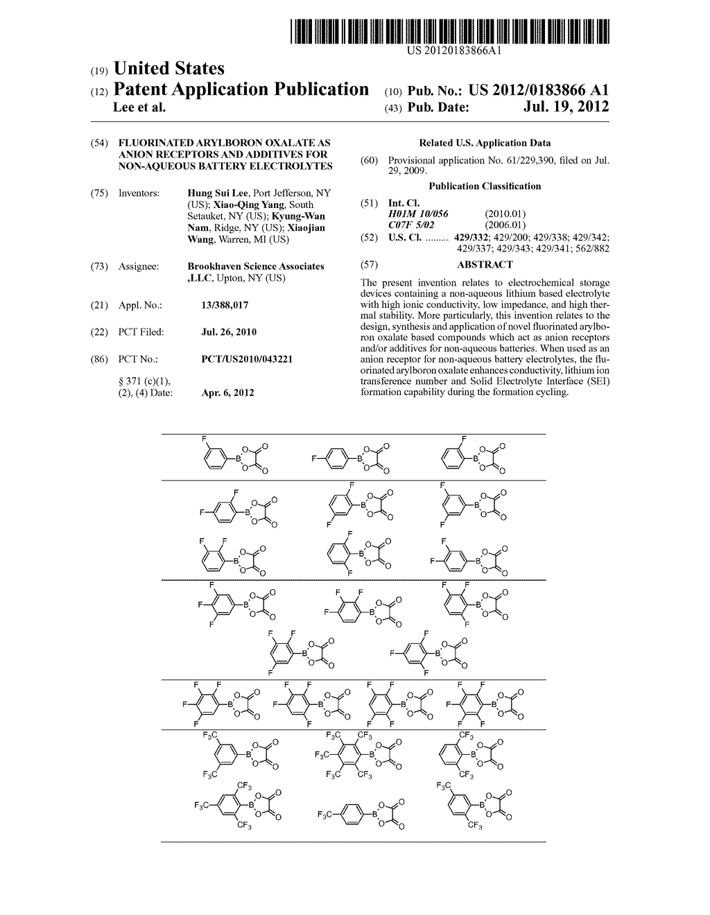 Fluorinated Arylboron Oxalate as Anion Receptors and Additives for     Non-Aqueous Battery Electrolytes - diagram, schematic, and image 01