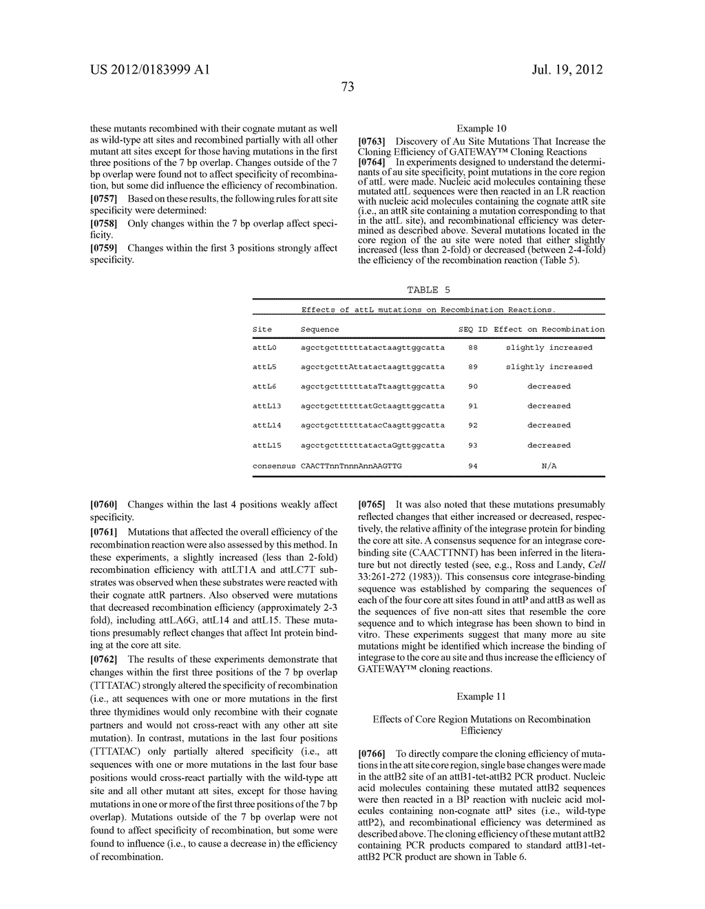 USE OF MULTIPLE RECOMBINATION SITES WITH UNIQUE SPECIFICITY IN     COMBINATIONAL CLONING - diagram, schematic, and image 152