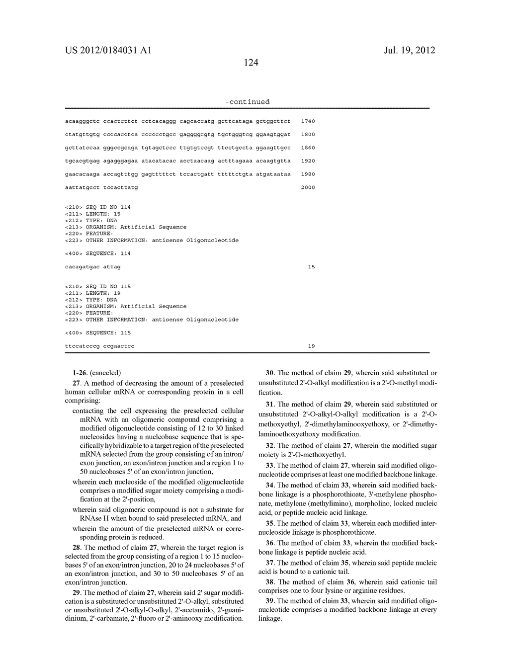 ANTISENSE INHIBITION VIA RNASE H-INDEPENDENT REDUCTION IN MRNA - diagram, schematic, and image 125