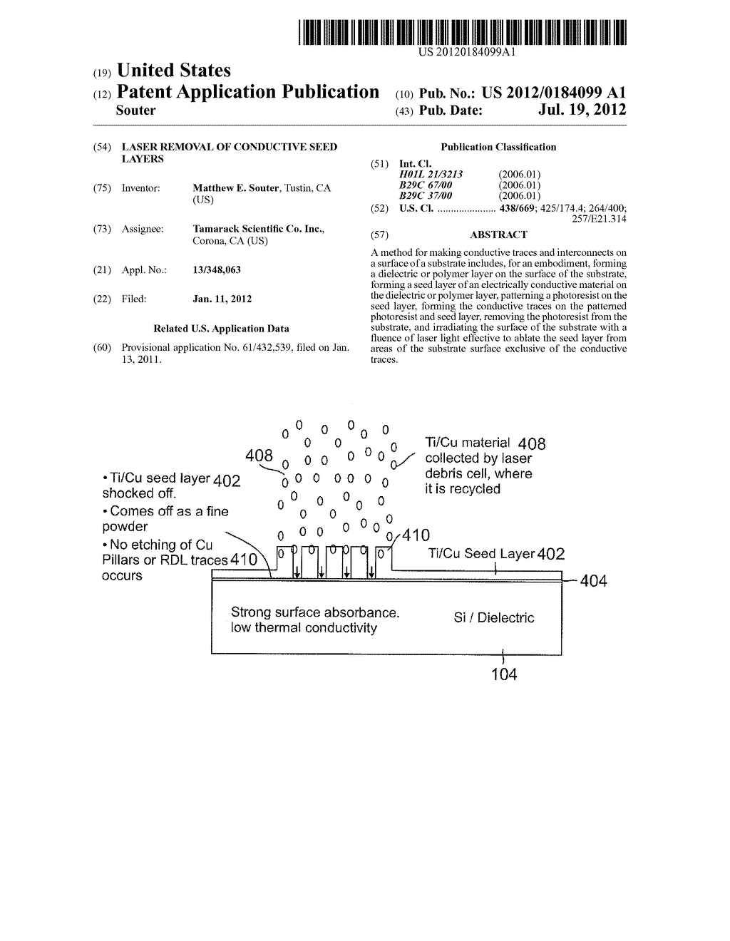 LASER REMOVAL OF CONDUCTIVE SEED LAYERS - diagram, schematic, and image 01