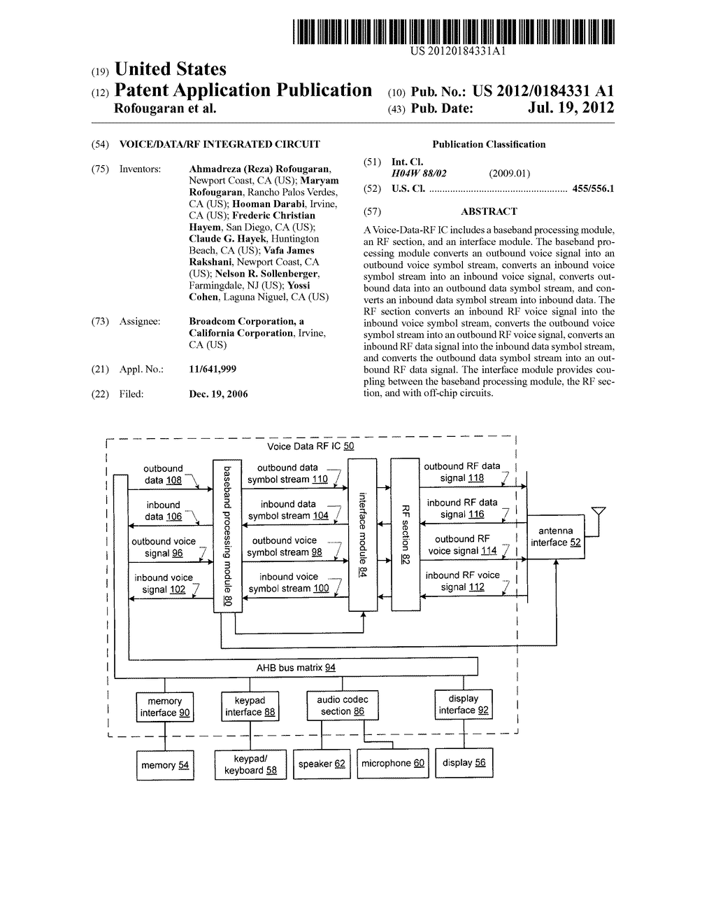 Voice/data/RF integrated circuit - diagram, schematic, and image 01