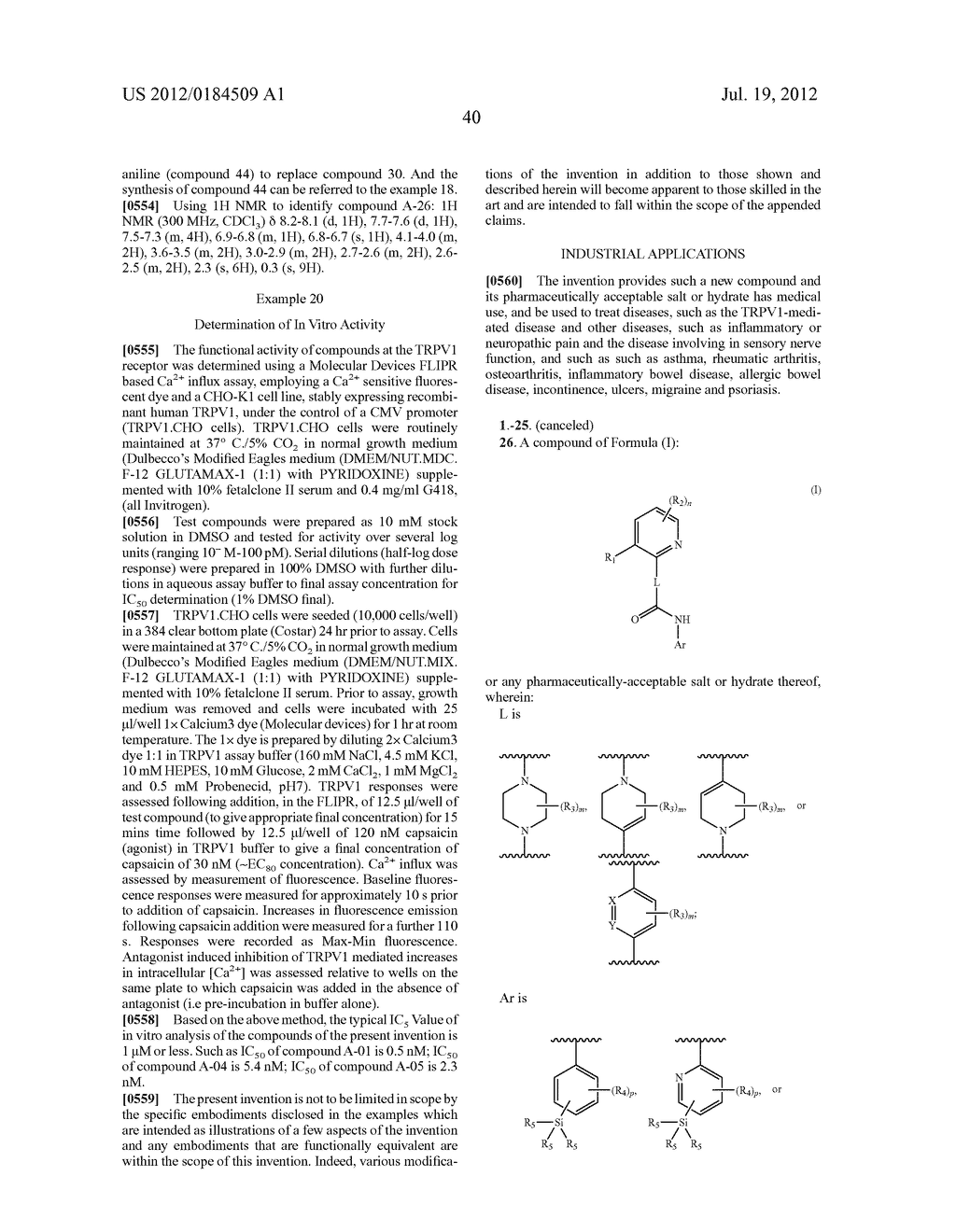 Compounds as TRVP1 Blockers, Pharmaceutical Compositions and Medical Uses     Thereof - diagram, schematic, and image 41