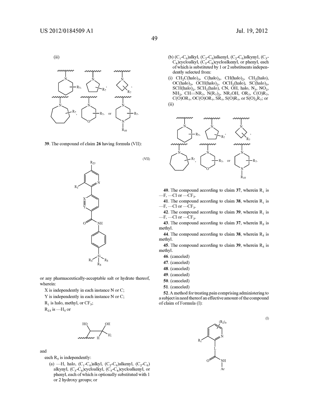 Compounds as TRVP1 Blockers, Pharmaceutical Compositions and Medical Uses     Thereof - diagram, schematic, and image 50