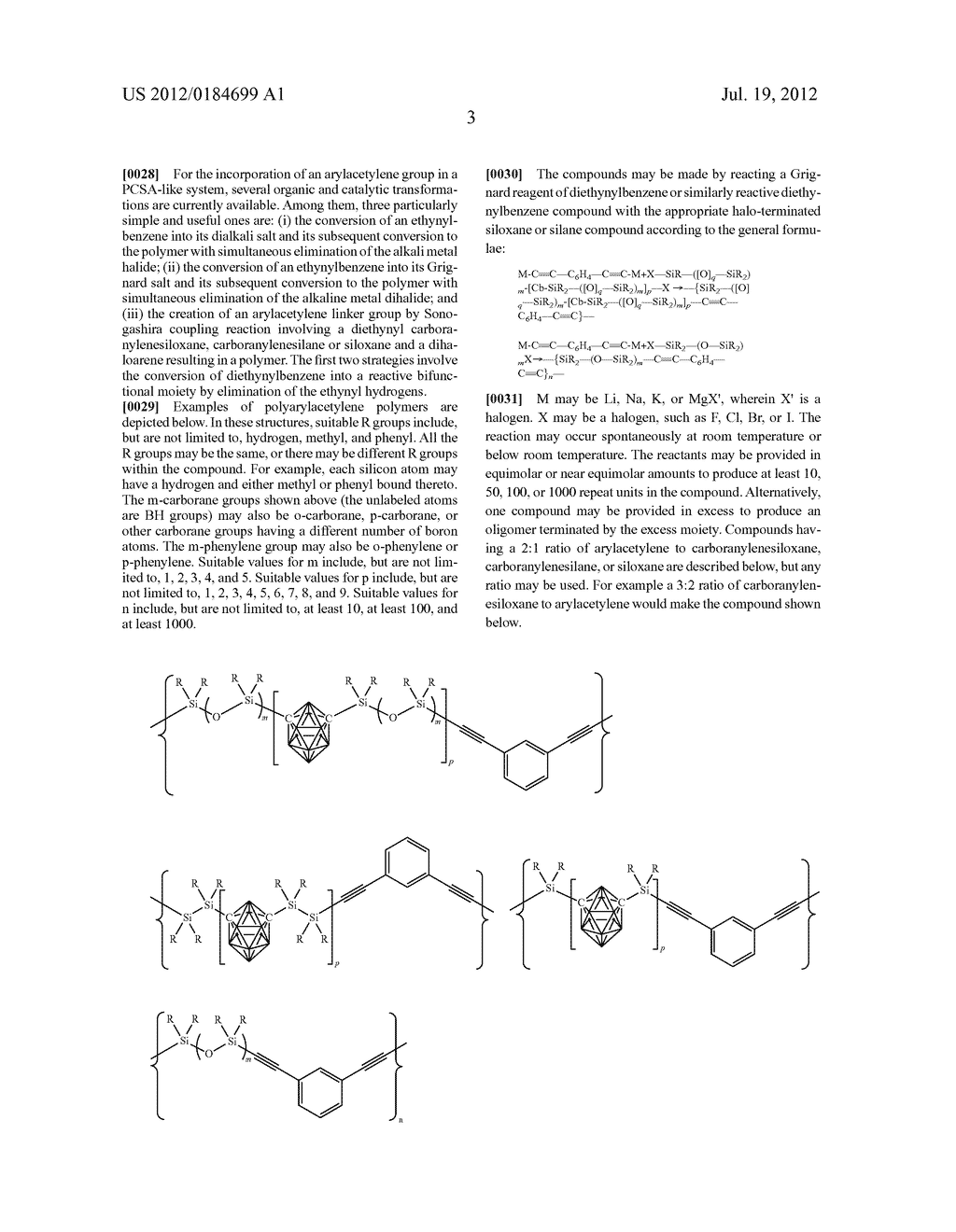 POLYARYLACETYLENES CONTAINING SILOXANE, SILANE, AND CARBORANE MOIETIES - diagram, schematic, and image 11