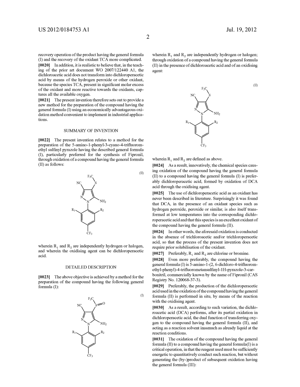 METHOD FOR THE SYNTHESIS OF 5-AMINO-1-PHENYL-3-CYANO-4-TRIFLUOROMETHYL     SULFINYL - diagram, schematic, and image 03