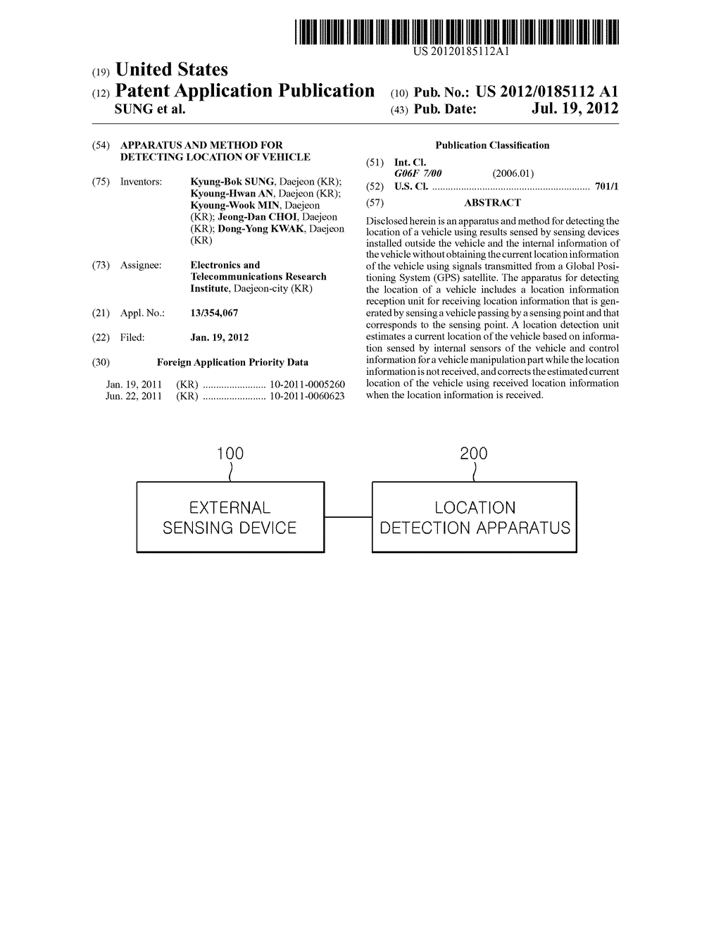 APPARATUS AND METHOD FOR DETECTING LOCATION OF VEHICLE - diagram, schematic, and image 01