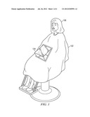 SALON CAPE WITH CLEAR WINDOW TO ALLOW THE USE OF ELECTRONIC DEVICES diagram and image