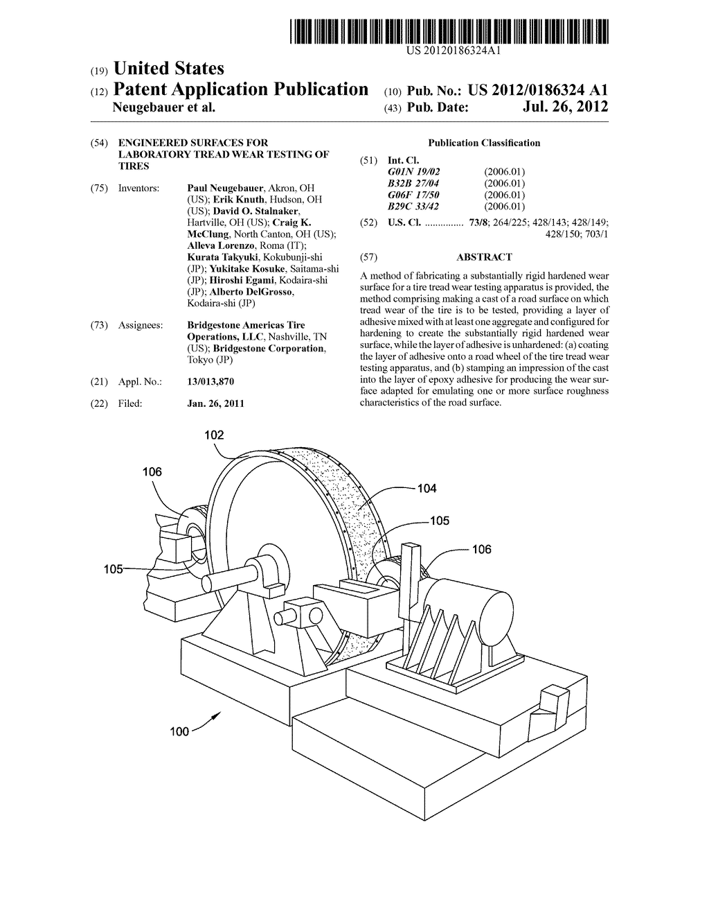 ENGINEERED SURFACES FOR LABORATORY TREAD WEAR TESTING OF TIRES - diagram, schematic, and image 01