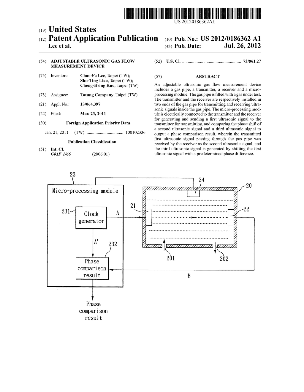 Adjustable ultrasonic gas flow measurement device - diagram, schematic, and image 01