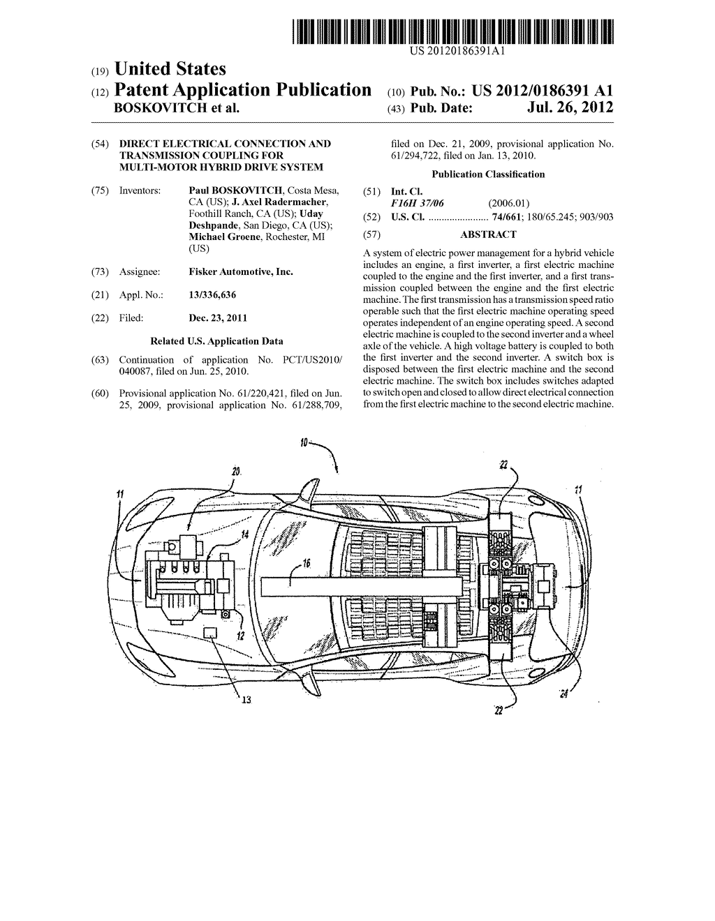 Direct Electrical Connection and Transmission Coupling for Multi-Motor     Hybrid Drive System - diagram, schematic, and image 01