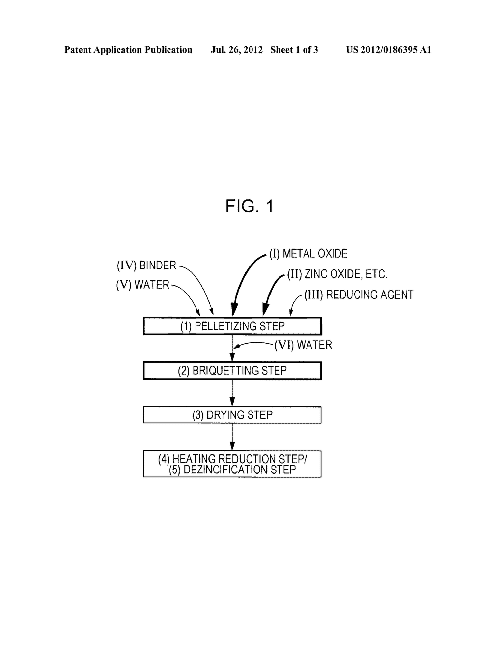 METHOD FOR PRODUCING BRIQUETTES, METHOD FOR PRODUCING REDUCED METAL, AND     METHOD FOR SEPARATING ZINC OR LEAD - diagram, schematic, and image 02