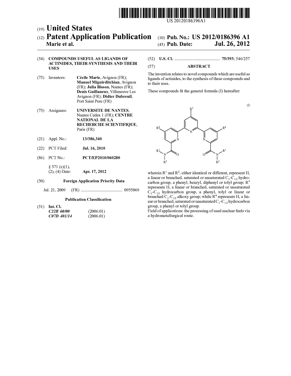 COMPOUNDS USEFUL AS LIGANDS OF ACTINIDES, THEIR SYNTHESIS AND THEIR USES - diagram, schematic, and image 01