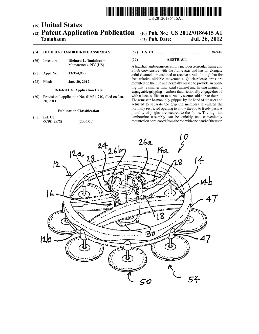 HIGH HAT TAMBOURINE ASSEMBLY - diagram, schematic, and image 01