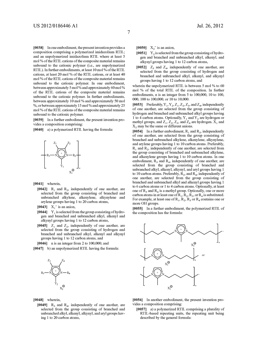 IMIDAZOLIUM-BASED ROOM-TEMPERATURE IONIC LIQUIDS, POLYMERS, MONOMERS, AND     MEMBRANES INCORPORATING SAME - diagram, schematic, and image 20