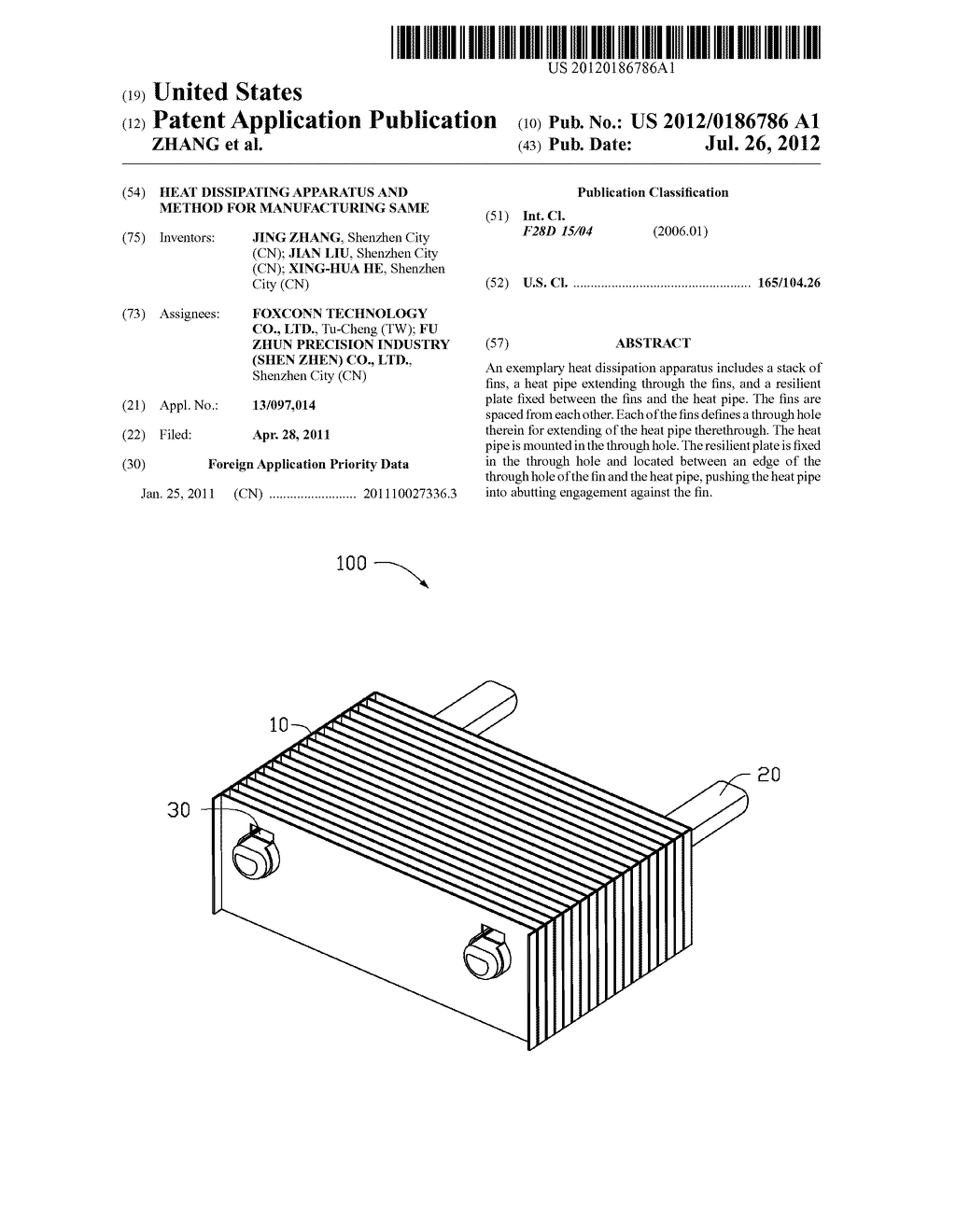 HEAT DISSIPATING APPARATUS AND METHOD FOR MANUFACTURING SAME - diagram, schematic, and image 01