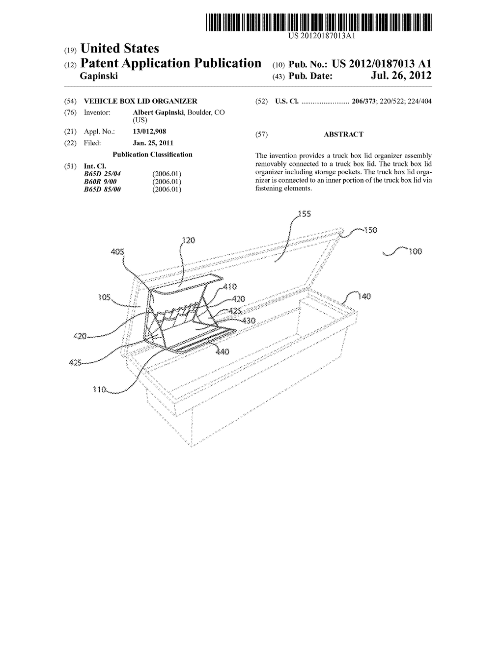 VEHICLE BOX LID ORGANIZER - diagram, schematic, and image 01