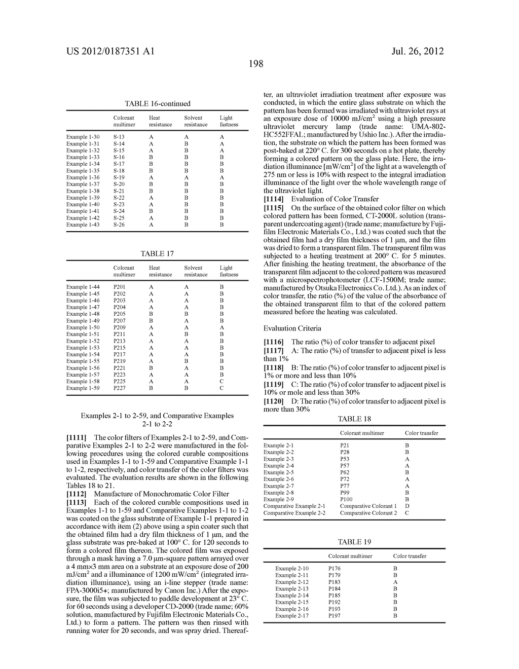 COLORANT MULTIMER, COLORED CURABLE COMPOSITION, COLOR FILTER AND METHOD     FOR PRODUCING THE SAME, AND SOLID-STATE IMAGE SENSOR, IMAGE DISPLAY     DEVICE, LIQUID CRYSTAL DISPLAY DEVICE AND ORGANIC EL DISPLAY WITH THE     COLOR FILTER - diagram, schematic, and image 201