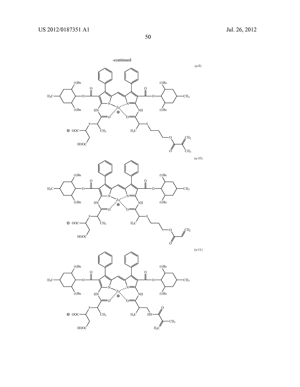 COLORANT MULTIMER, COLORED CURABLE COMPOSITION, COLOR FILTER AND METHOD     FOR PRODUCING THE SAME, AND SOLID-STATE IMAGE SENSOR, IMAGE DISPLAY     DEVICE, LIQUID CRYSTAL DISPLAY DEVICE AND ORGANIC EL DISPLAY WITH THE     COLOR FILTER - diagram, schematic, and image 53