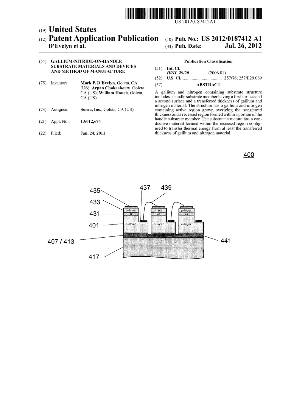 Gallium-Nitride-on-Handle Substrate Materials and Devices and Method of     Manufacture - diagram, schematic, and image 01