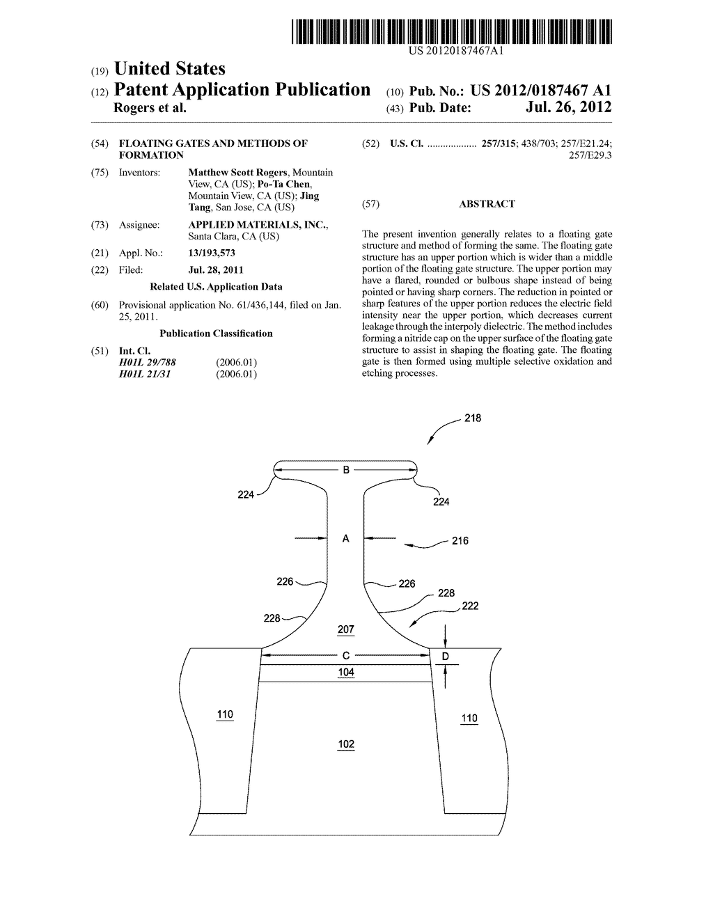 FLOATING GATES AND METHODS OF FORMATION - diagram, schematic, and image 01