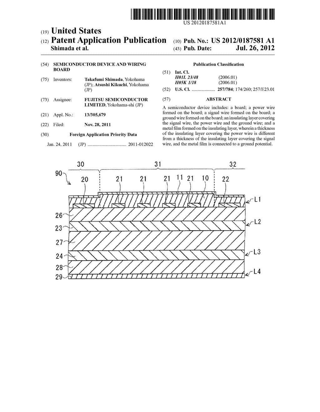 SEMICONDUCTOR DEVICE AND WIRING BOARD - diagram, schematic, and image 01