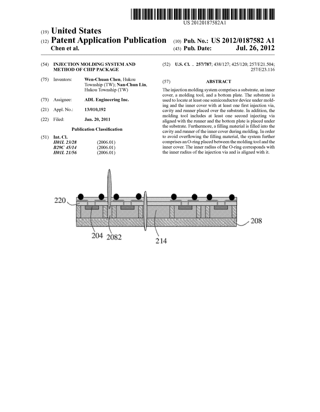 INJECTION MOLDING SYSTEM AND METHOD OF CHIP PACKAGE - diagram, schematic, and image 01