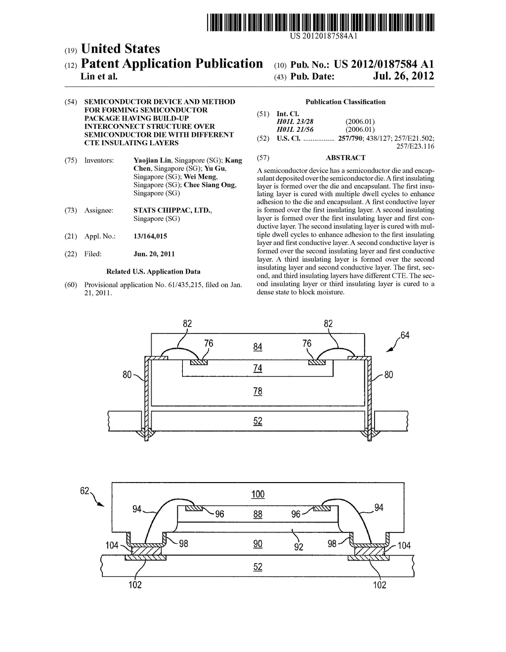 Semiconductor Device and Method for Forming Semiconductor Package Having     Build-Up Interconnect Structure Over Semiconductor Die with Different CTE     Insulating Layers - diagram, schematic, and image 01