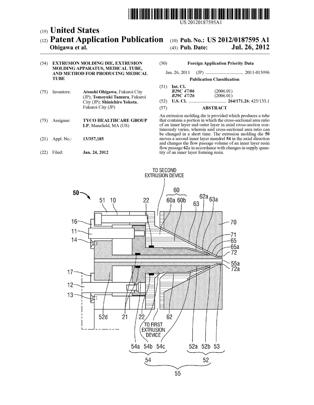 EXTRUSION MOLDING DIE, EXTRUSION MOLDING APPARATUS, MEDICAL TUBE, AND     METHOD FOR PRODUCING MEDICAL TUBE - diagram, schematic, and image 01
