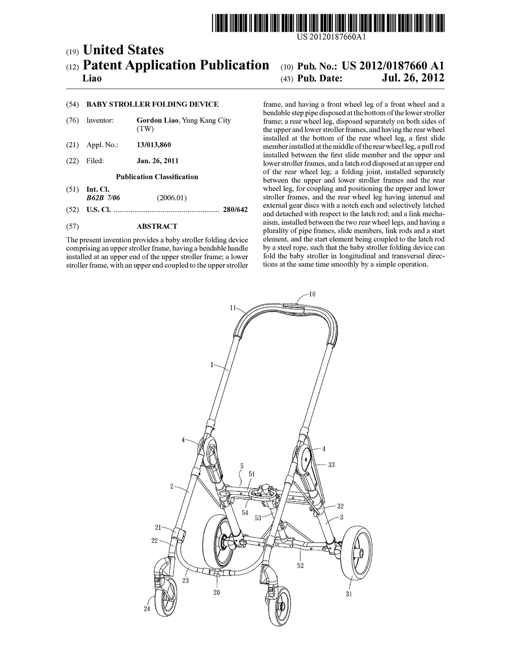 Baby Stroller Folding Device - diagram, schematic, and image 01