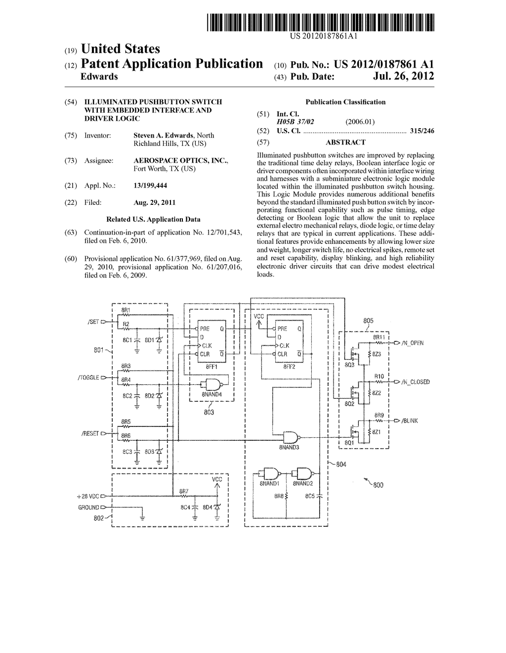 Illuminated pushbutton switch with embedded interface and driver logic - diagram, schematic, and image 01