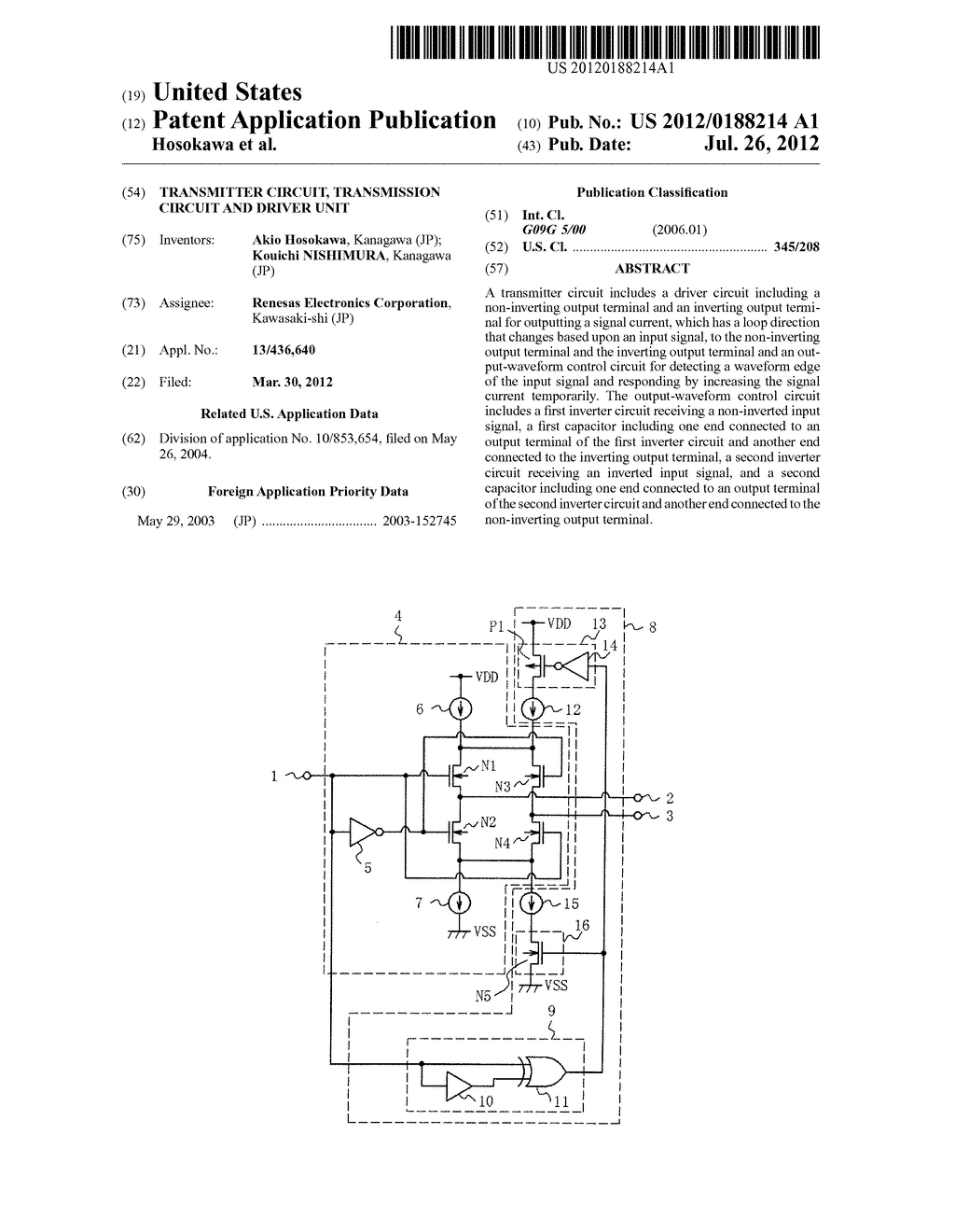 TRANSMITTER CIRCUIT, TRANSMISSION CIRCUIT AND DRIVER UNIT - diagram, schematic, and image 01