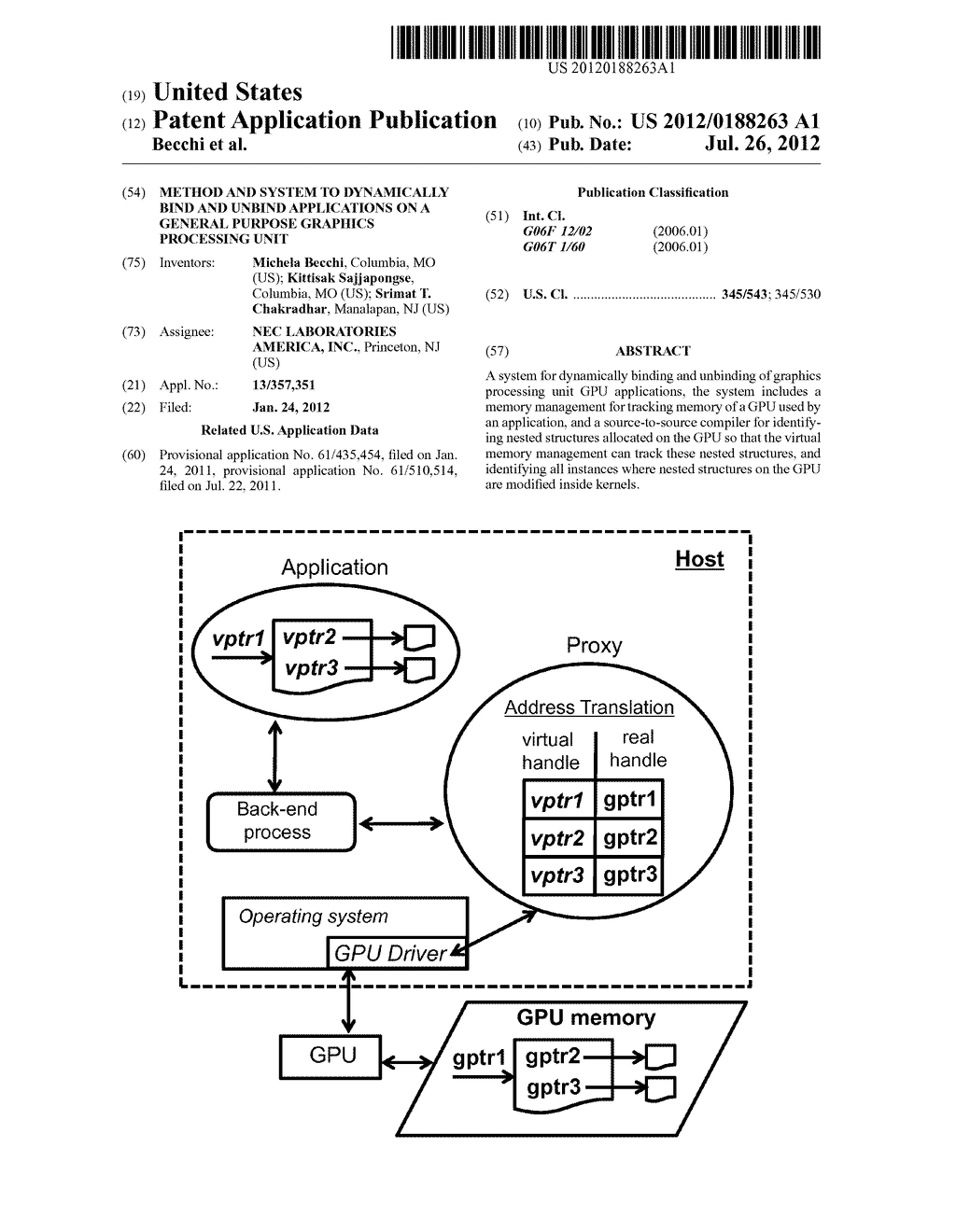 Method and system to dynamically bind and unbind applications on a general     purpose graphics processing unit - diagram, schematic, and image 01