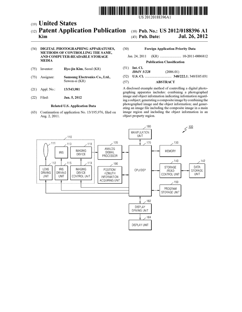 DIGITAL PHOTOGRAPHING APPARATUSES, METHODS OF CONTROLLING THE SAME, AND     COMPUTER-READABLE STORAGE MEDIA - diagram, schematic, and image 01