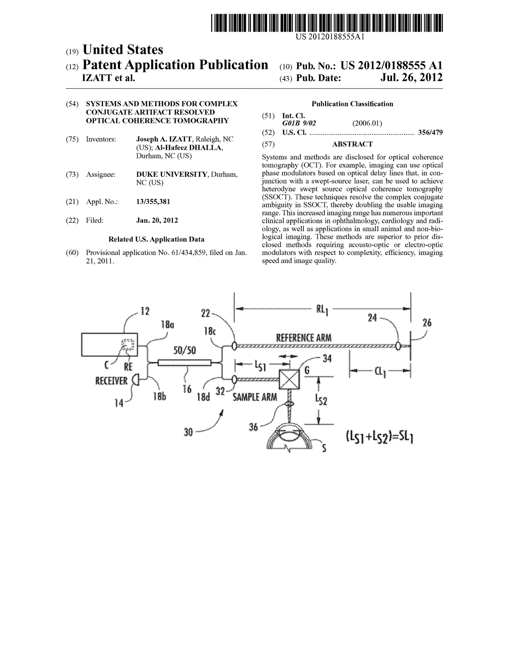 SYSTEMS AND METHODS FOR COMPLEX CONJUGATE ARTIFACT RESOLVED OPTICAL     COHERENCE TOMOGRAPHY - diagram, schematic, and image 01