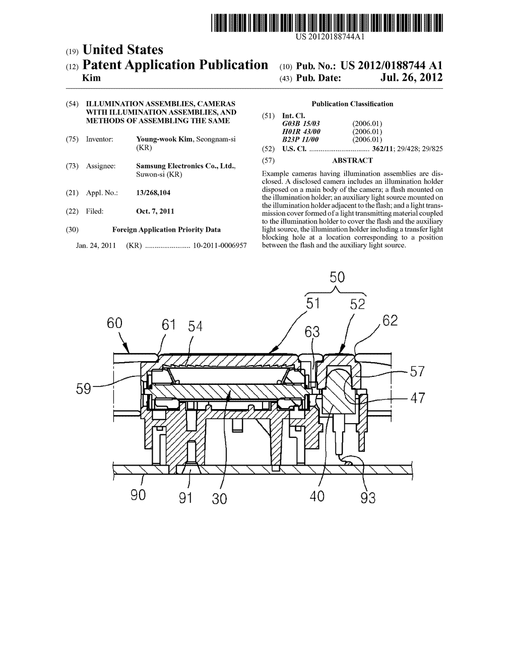 ILLUMINATION ASSEMBLIES, CAMERAS WITH ILLUMINATION ASSEMBLIES, AND METHODS     OF ASSEMBLING THE SAME - diagram, schematic, and image 01