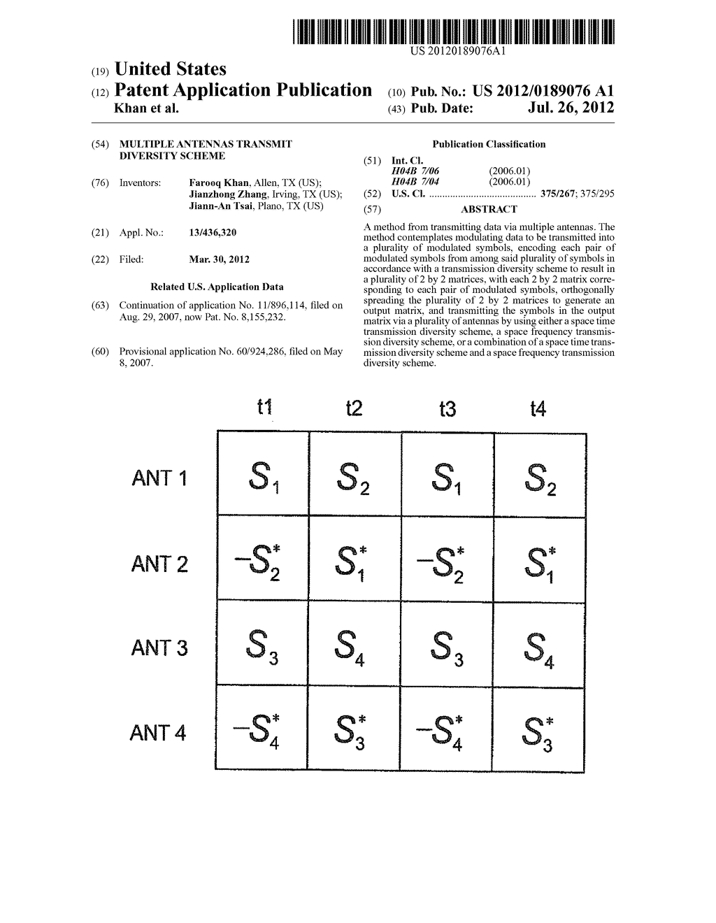 MULTIPLE ANTENNAS TRANSMIT DIVERSITY SCHEME - diagram, schematic, and image 01