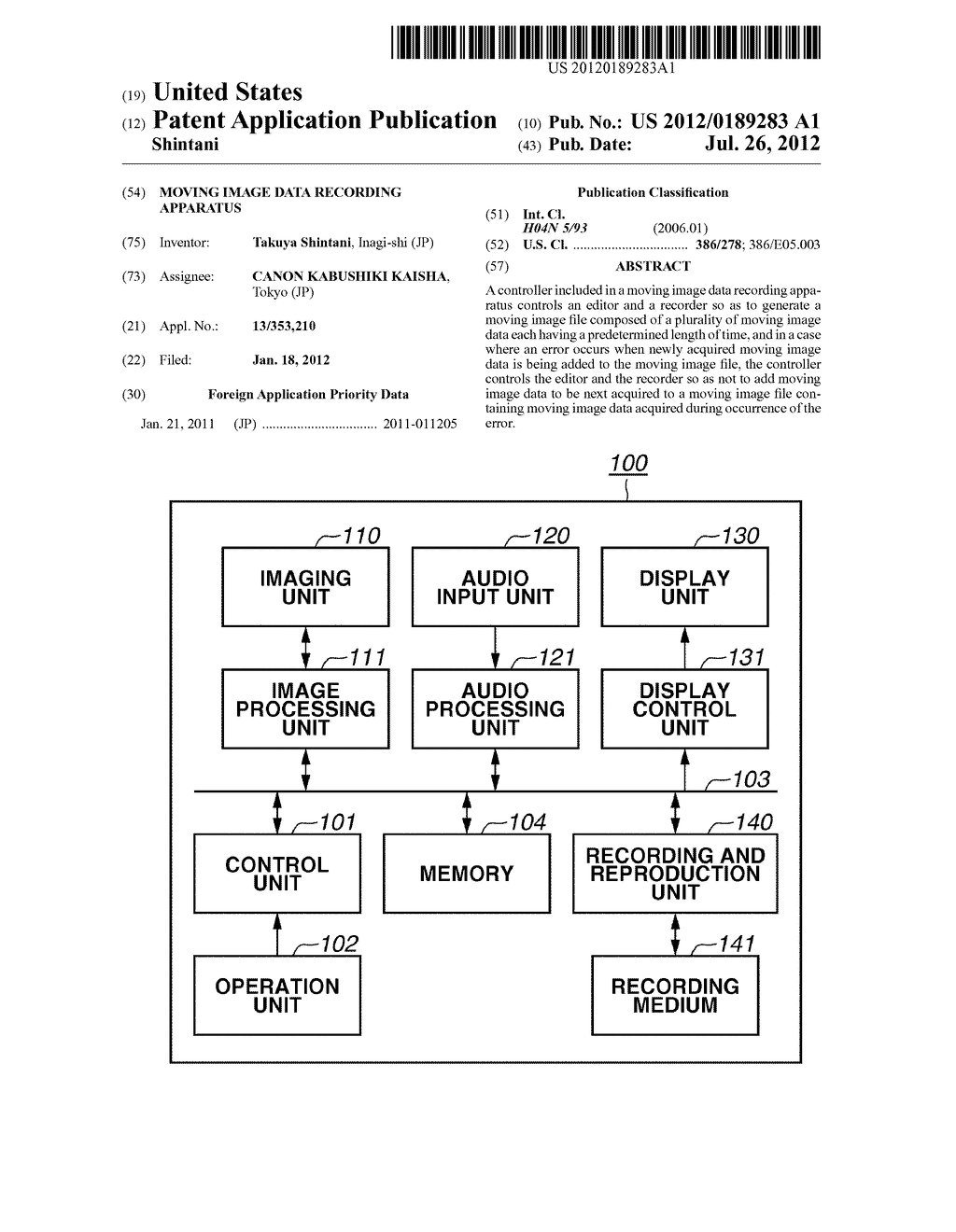 MOVING IMAGE DATA RECORDING APPARATUS - diagram, schematic, and image 01