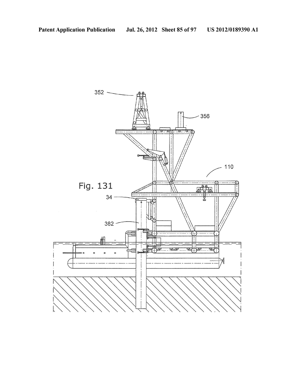 STATIONARY POSITIONED OFFSHORE WINDPOWER PLANT (OWP) AND THE METHODS AND     MEANS FOR ITS ASSEMBLING, TRANSPORTATION, INSTALLATION AND SERVICING - diagram, schematic, and image 86