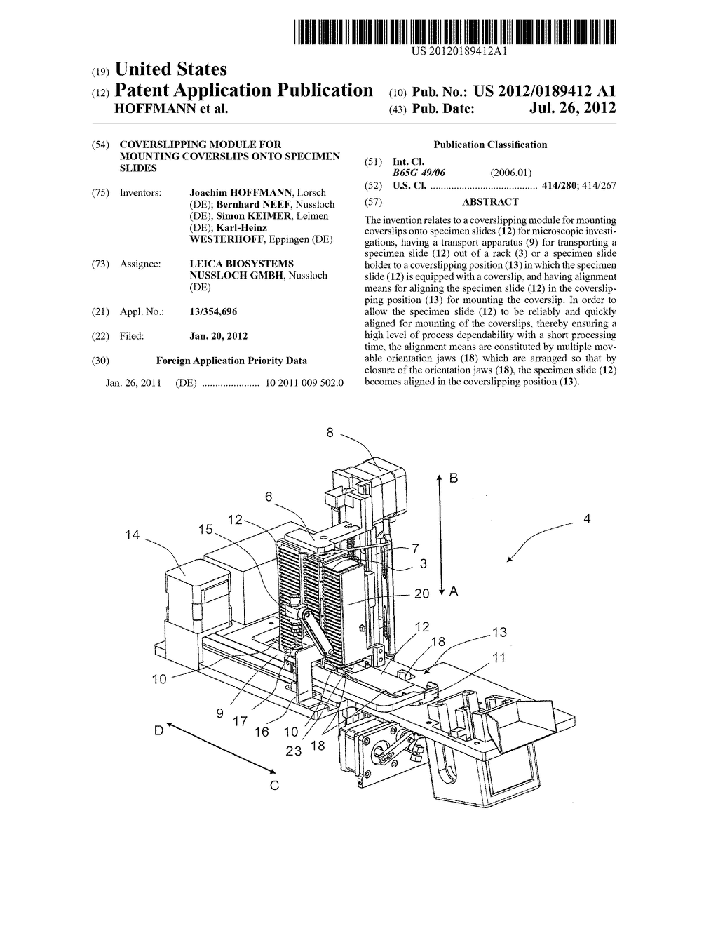 COVERSLIPPING MODULE FOR MOUNTING COVERSLIPS ONTO SPECIMEN SLIDES - diagram, schematic, and image 01