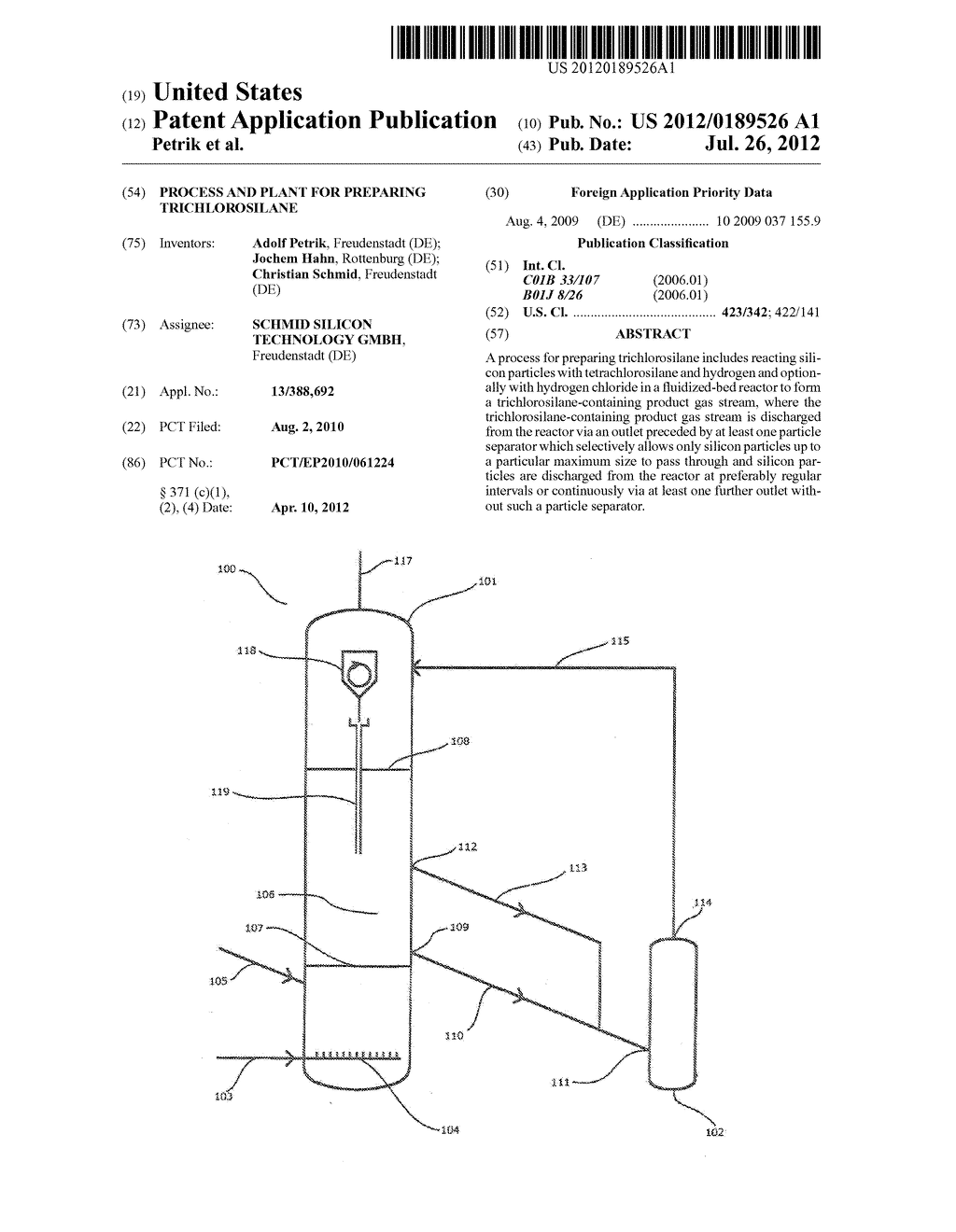 PROCESS AND PLANT FOR PREPARING TRICHLOROSILANE - diagram, schematic, and image 01