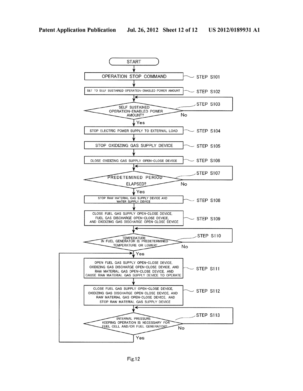 FUEL CELL POWER GENERATION SYSTEM AND OPERATION STOP METHOD OF THE SAME - diagram, schematic, and image 13