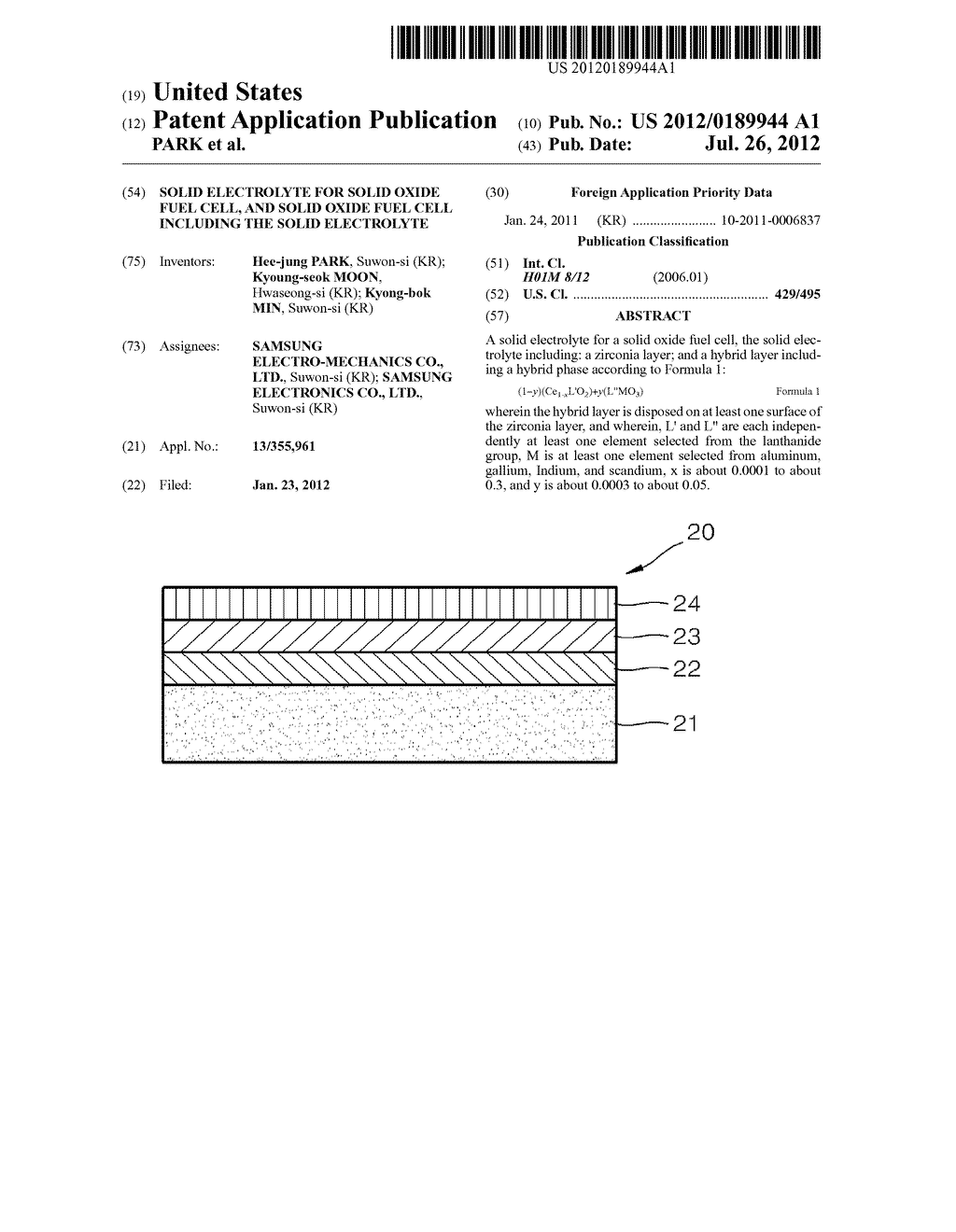 SOLID ELECTROLYTE FOR SOLID OXIDE FUEL CELL, AND SOLID OXIDE FUEL CELL     INCLUDING THE SOLID ELECTROLYTE - diagram, schematic, and image 01