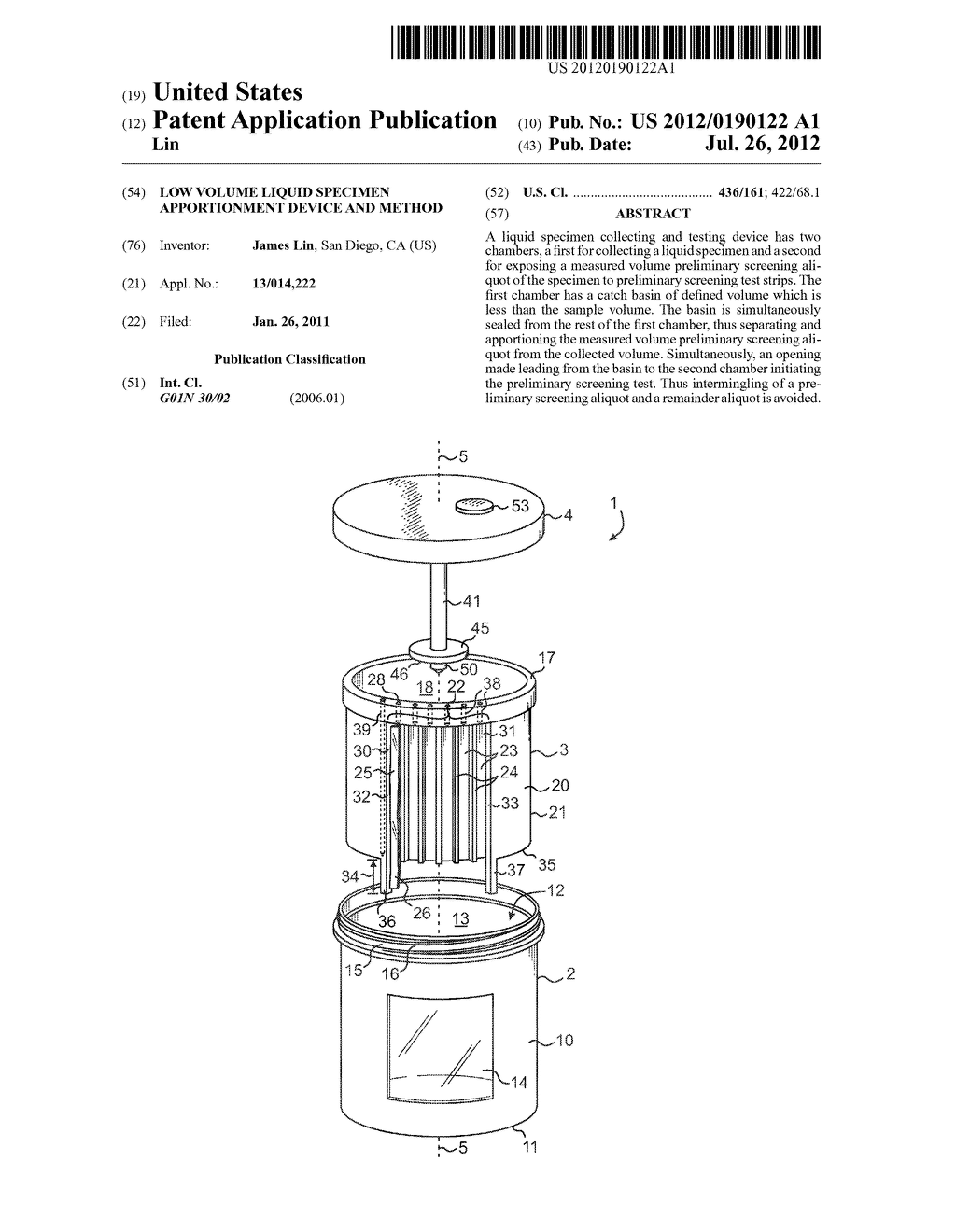 Low volume liquid specimen apportionment device and method - diagram, schematic, and image 01