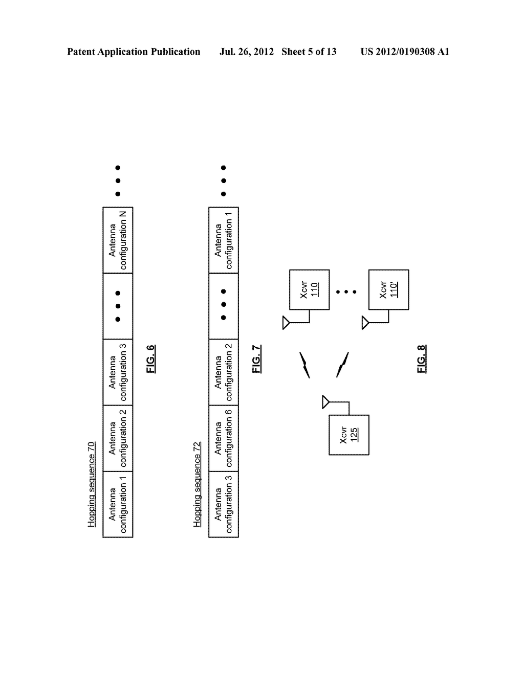 TRANSCEIVER WITH PLURAL SPACE HOPPING PHASED ARRAY ANTENNAS AND METHODS     FOR USE THEREWITH - diagram, schematic, and image 06